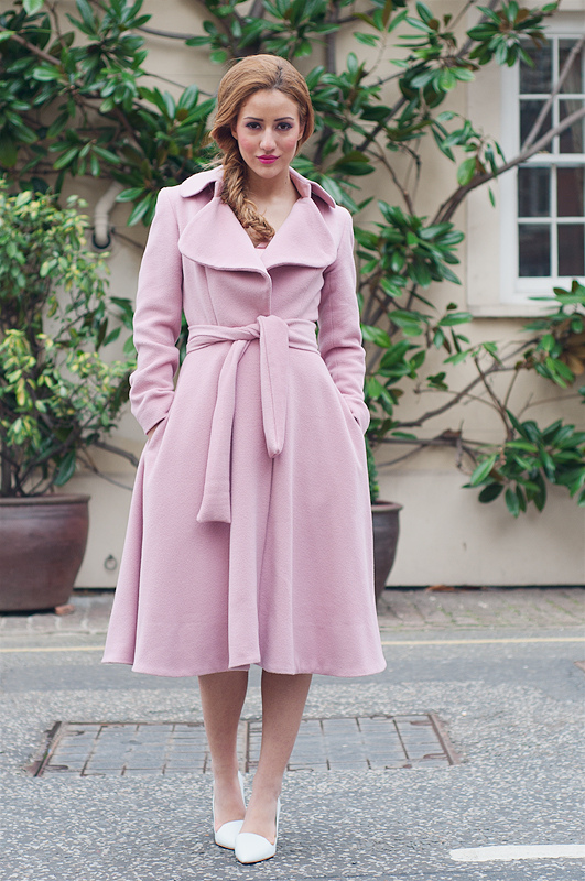 pink coat, outfit, white shoes, pointy, glam and glitter, outfit of the day, smart classy, wedding