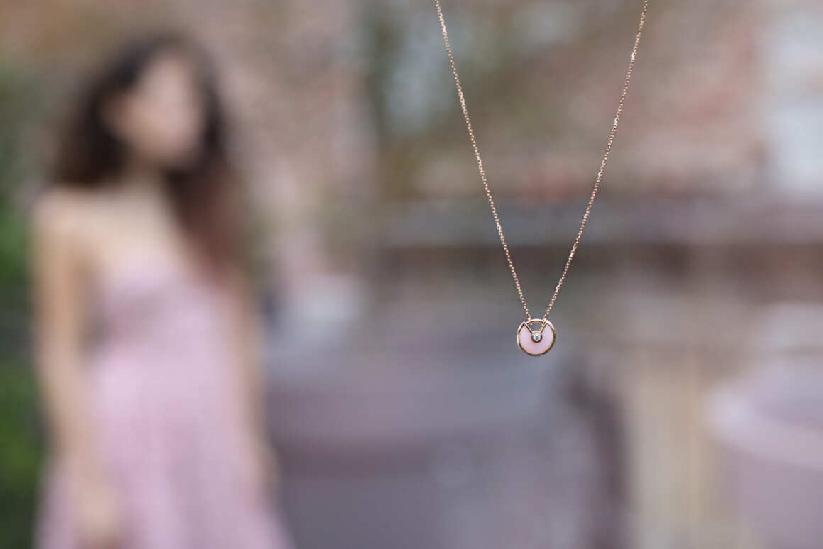 cartier amulette necklace pink opal