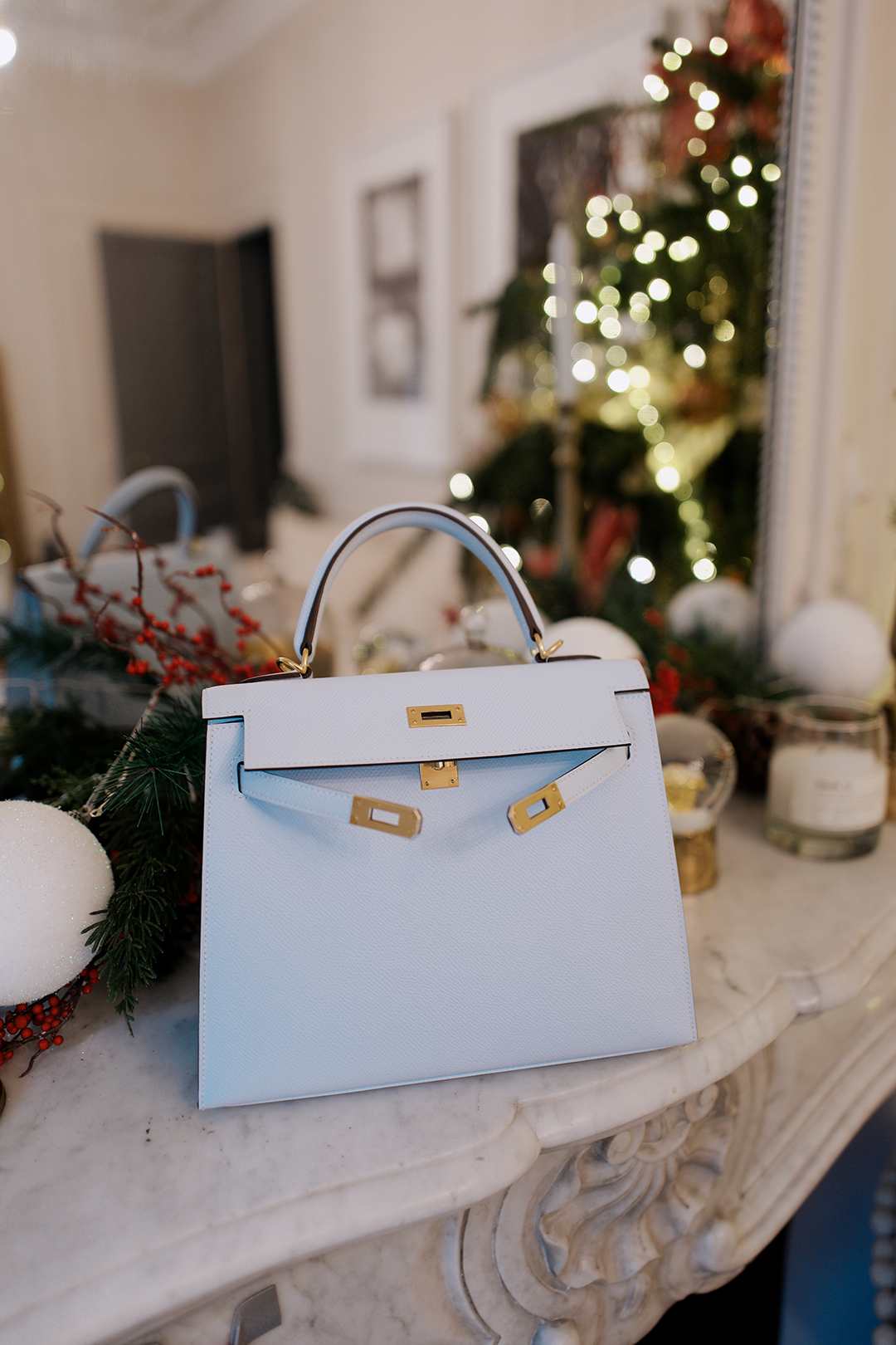 Hermes Kelly 25 Bleu Brume - Glam & Glitter