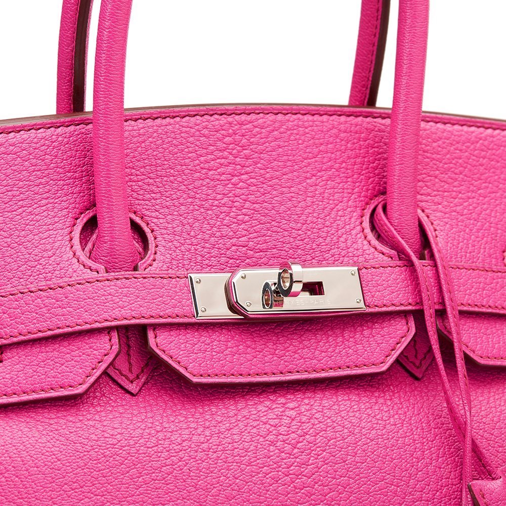 Hermès Rose Sakura Color Comparison on Swift vs. Chèvre Mysore